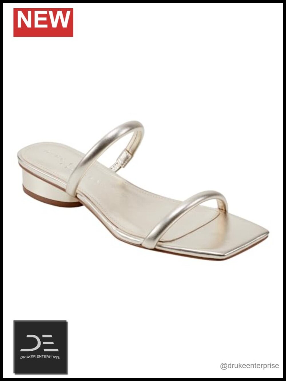 Marc Fisher LTD Raelyn Strappy Square Toe Heeled Sandals Leather Slip On Block